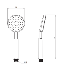 rysunek techniczny Deante Temisto Słuchawka prysznicowa 1-funkcyjna mosiądz XDCT0SFZ1