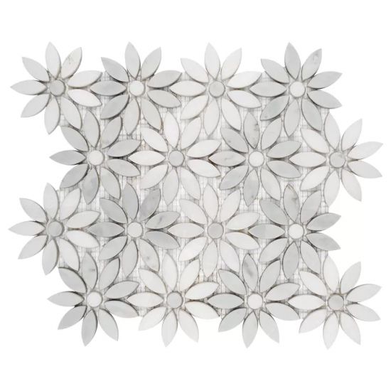 Manorial Carrara White Bloom 28,5x31,5 mozaika dekoracyjna widok od przodu