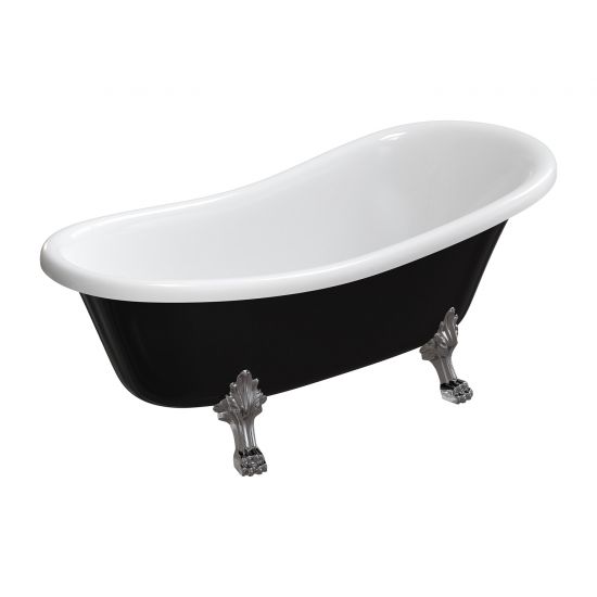 Atena Comfort Marble+ wanna wolnostojąca biały/czarny połysk 168 cm ATENA168BCP