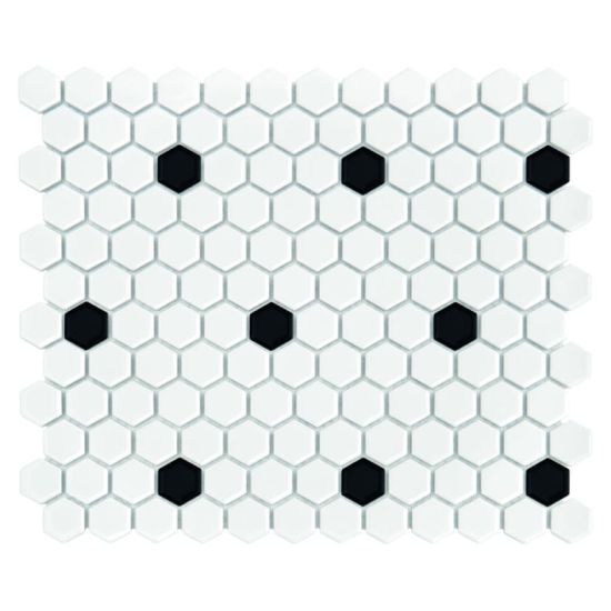 Mini Hexagon B&W Spot 26x30 mozaika dekoracyjna