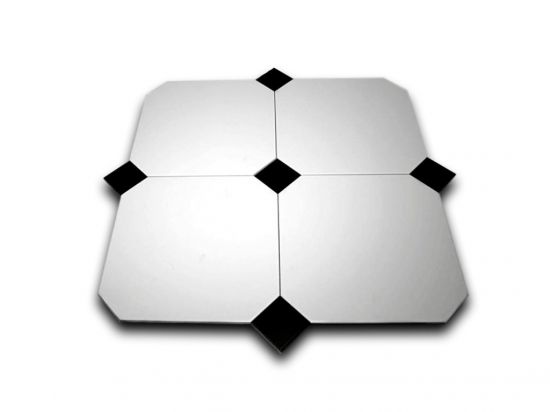 płytki oktagonalne białe z czarnym dekorem Octagono Alaska 31,6x31,6 Vives