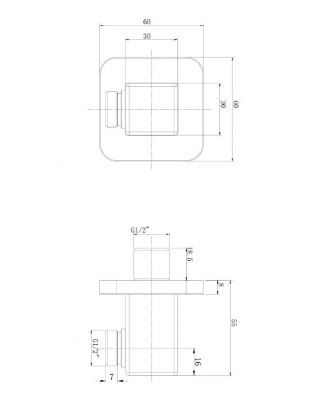 rysunek techniczny przyłącze kątowe chrom 8815BCR
