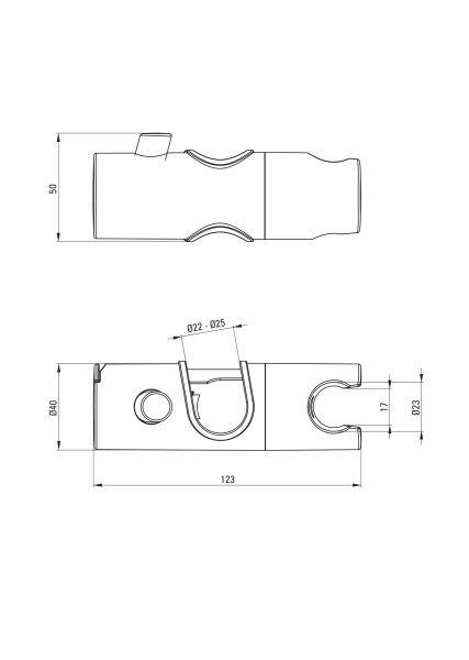 rysunek techniczny Easy-Fix uchwyt słuchawki prysznicowej na drążek chrom ANM_021U