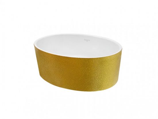 Uniqa Glam umywalka nablatowa owalna 32x46 cm złota #UMD-U-NGZ