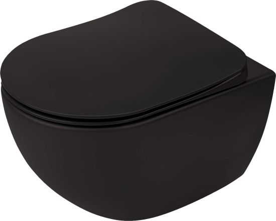zamknięta Peonia Zero miska WC wisząca bezkołnierzowa czarna CDE_NZPW
