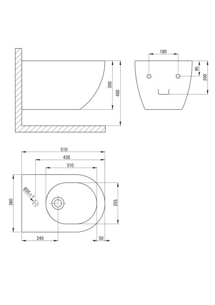 techniczny Peonia bidet wiszący czarny CDE_NBPW