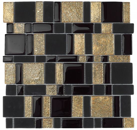 Mozaika szklana mozaika pod prysznic mozaika do łazienki kuchni mozaika na podłogę mozaika na ściane 29x29 Mozaika w złocisto czarnych odcieniach prostokąty