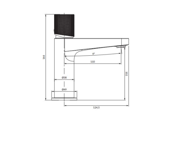 rysunek techniczny Contour bateria umywalkowa stojąca miedź szczotkowana CT8010CPB