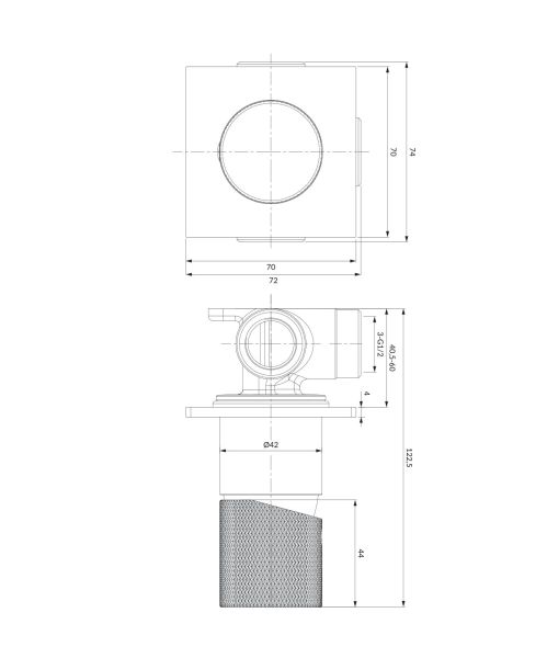 rysunek techniczny Contour bateria prysznicowa podtynkowa złoty szczotkowany CT8045GLB