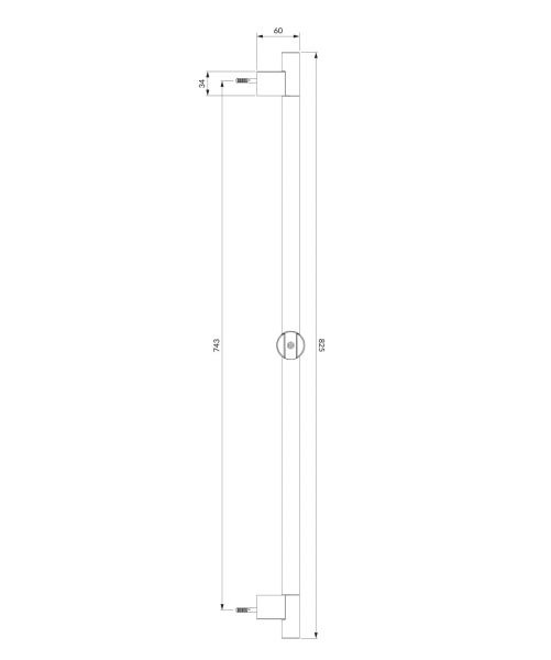 rysunek techniczny drążek prysznicowy 83 cm chrom DR09CR