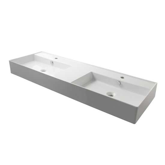 Essence C podw&oacute;jna umywalka wisząca prostokątna 141 cm biały 100200976