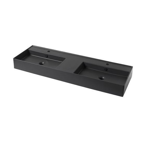 Essence C podw&oacute;jna umywalka wisząca prostokątna 141 cm czarny mat 100285127