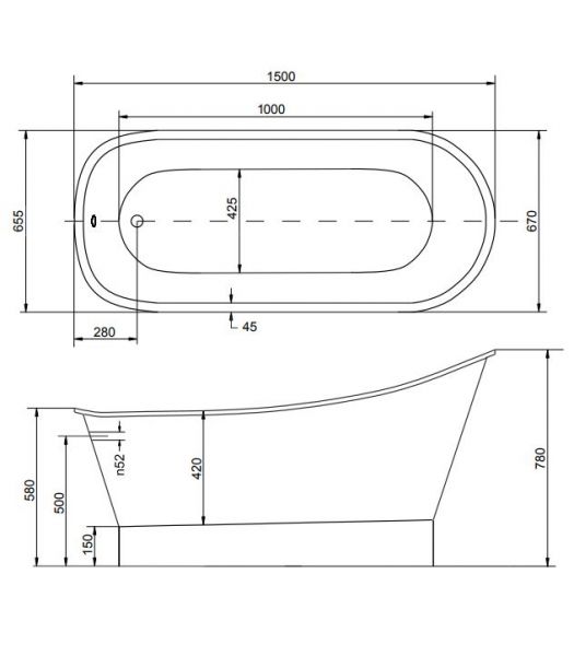 Besco wanna wolnostojąca biała wanna wanna owalna 150