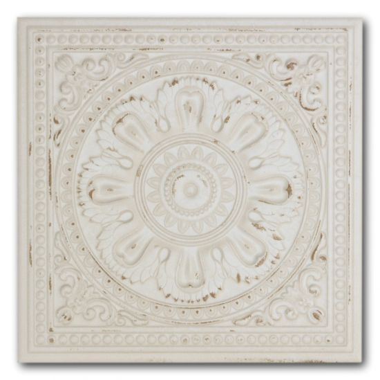 Biała płytka z wypukłym dekorem i postarzaną powierzchnią Gatsby White Tin 20,1x20,1 wzór 1
