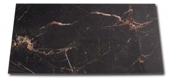 Płytka imitująca marmur czarna z brązowym użyleniem Lux Laurants Brown 60x120 wzór 1