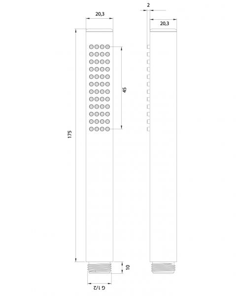 rysunek techniczny Micro słuchawka prysznicowa chrom MICRO-R/KCR