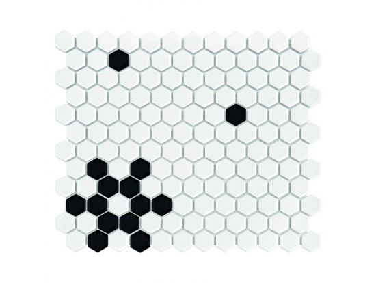 Mini Hexagon B&W Snow 26x30 mozaika dekoracyjna