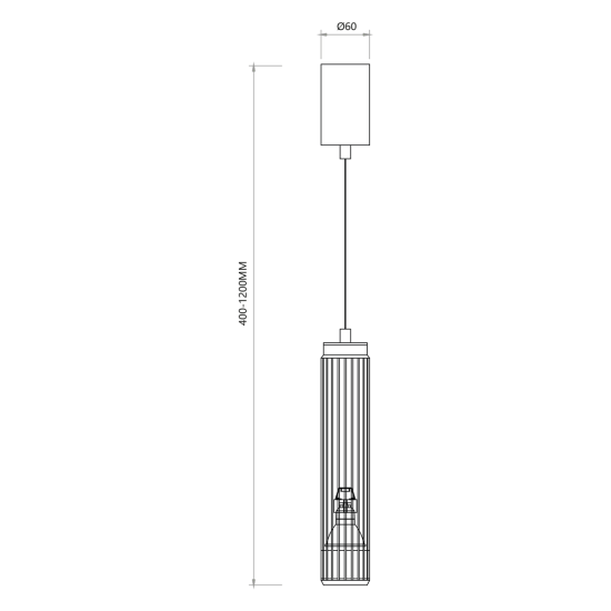 wymiary Vertical Black Lampa Wisząca 1xGU10