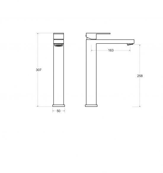 rysunek techniczny Modern/Varium I bateria umywalkowa stojąca wysoka chrom BU-MVI-CH