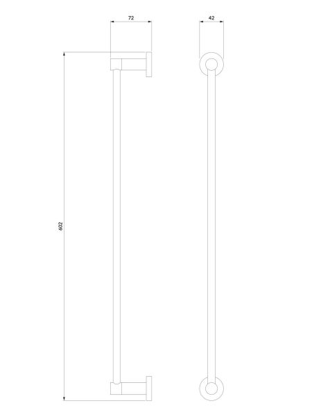 rysunek techniczny Modern Project wieszak na ręcznik 60 cm miedź szczotkowana MP60216CPB