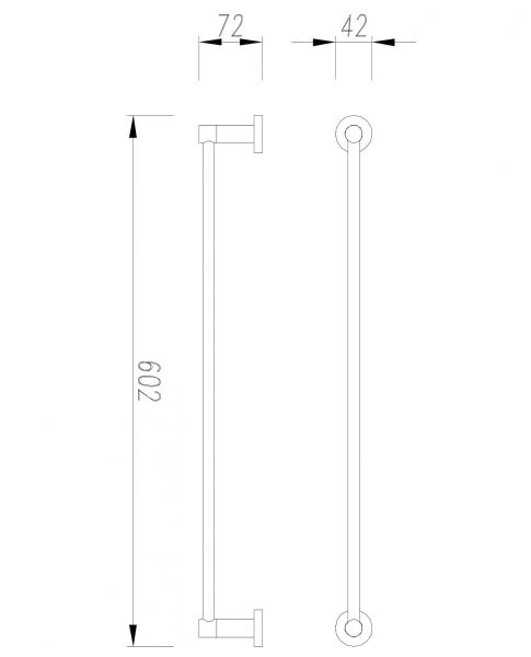 rysunek techniczny Modern Project wieszak na ręcznik 60 cm nikiel MP60216NI