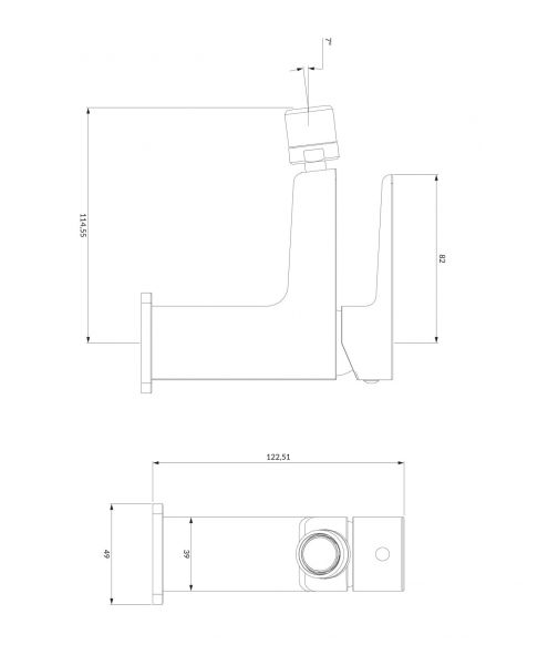 rysunek techniczny Parma bateria bidetowa stojąca grafit PM7420GR
