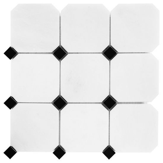 Dunin czarno białe mozaiki na ściane podłoge mozaika czarno biała octagon płytki z czarnymi kostkakmi