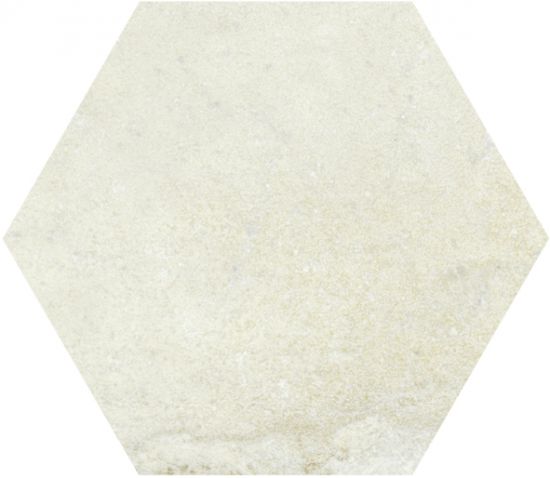 płytki ścienne podłogowe nowoczesny styl beżowe białe hexagonalne gres Recover Ivory Hexagon aparici
