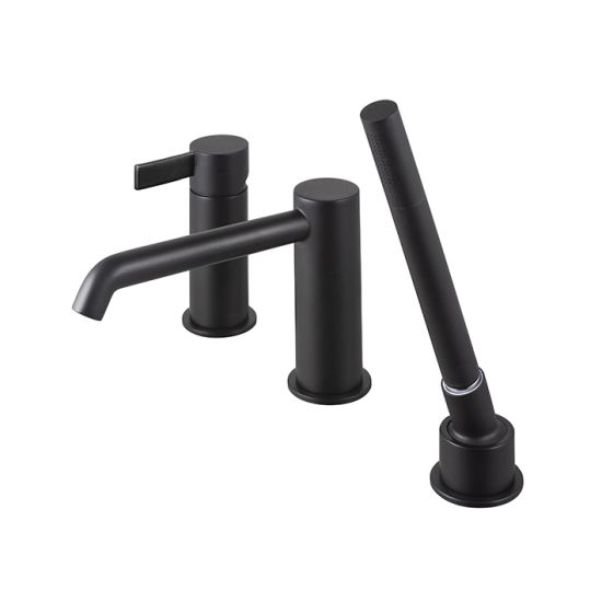 Rondo bateria wannowo-prysznicowa 3-otworowa czarny mat 100327523