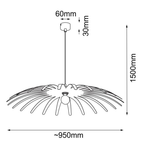 rys techniczny Antigo Lampa wisząca Spino P - Czarna 5012