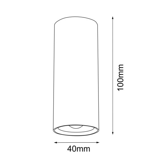 rys techniczny Antigo Plafon Point 40 - Czarny (100 mm) 1250