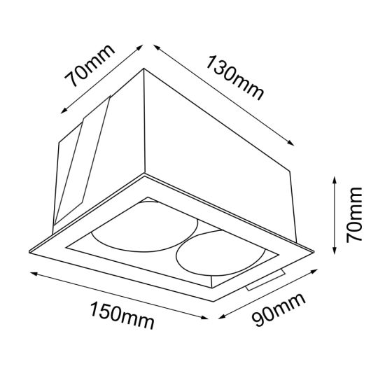 rys techniczny Lampa wpuszczana Cage in mini 1-2 - Czarna 3034