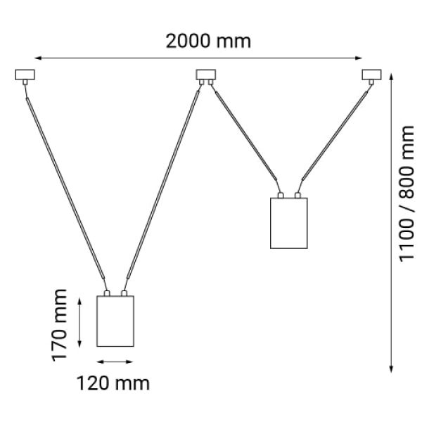 Antigrysunek techniczny Antigo Lampa wisząca Viwin 2 - Czarna (2000 mm) 9021o Lampa wisząca Viwin 2 - Czarna (2000 mm) 9021