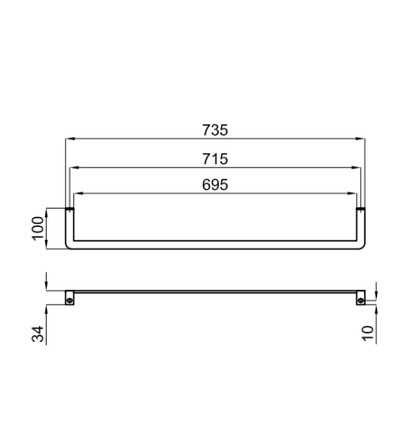 rysunek techniczny Essence C Wieszak na ręcznik ścienny 80 cm chrom 100289864