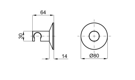rysunek techniczny Lignage uchwyt punktowy chrom 100238770