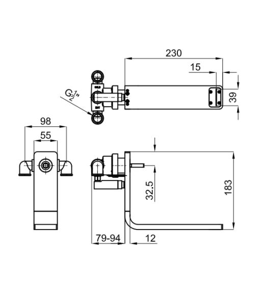 rysunek techniczny Lounge bateria umywalkowa podtynkowa chrom 100063522
