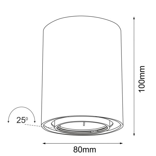 rysunek techniczny Plafon Point H 80 move - Czarny (100 mm) 1258