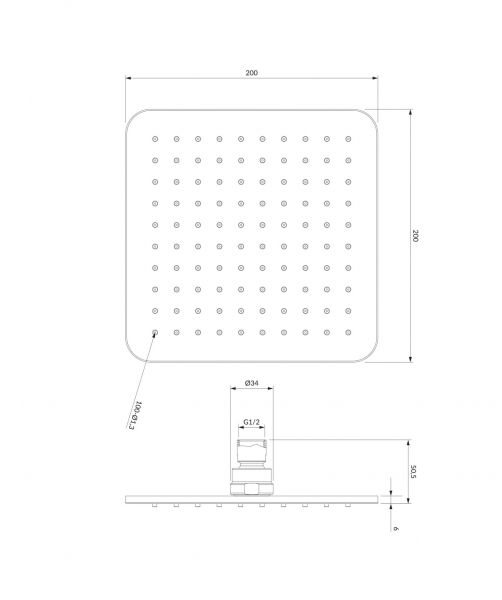 SlimLine deszczownica 20 cm kwadratowa czarny mat WG220/OBL