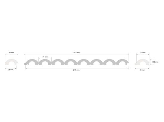 wymiary Lewe zakończenie panela ściennego Polyforce 3D WP001L Duna 270 cm