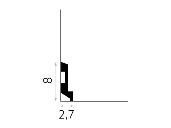 wymiary Listwa przypodłogowa cok&oacute;ł PolyForce Premium MD024P 8x200 cm