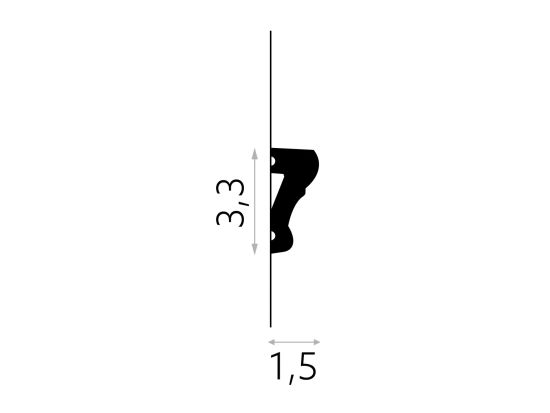 wymiary Listwa ścienna dekoracyjna PolyForce MD318 3,3x200 cm