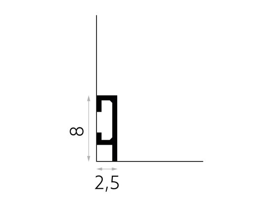wymiary Mardom Listwa przypodłogowa cok&oacute;ł PolyForce Premium QL019P 8x200 cm