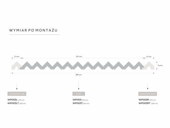 wymiary Mardom Prawe zakończenie panela ściennego Polyforce 3D WP003RT Duna 200 cm
