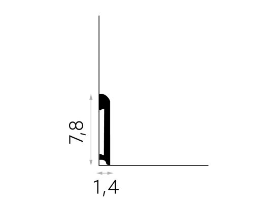 wymiary wizualizacja Mardom Listwa przypodłogowa cok&oacute;ł PolyForce Premium MD234P 7,8x200 cm