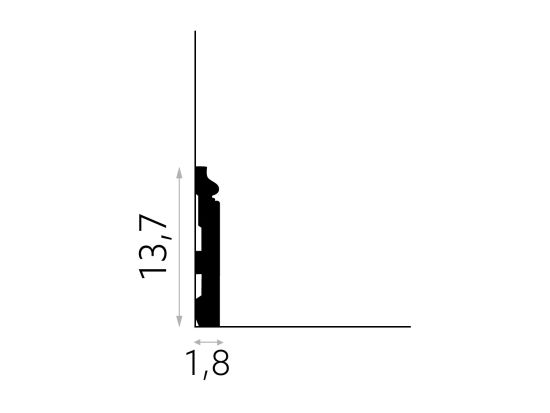 wymiary wizualizacja Mardom Listwa przypodłogowa cok&oacute;ł PolyForce Premium MD360P 13,7x200 cm