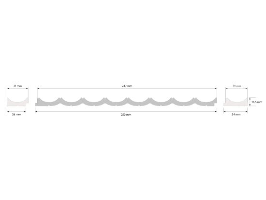 wymiary wizualizacja Panel ścienny 3D PolyForce WP002 Lumio 270 cm