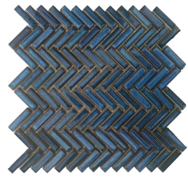 Blue Chevron Shiny 27x28 mozaika dekoracyjna